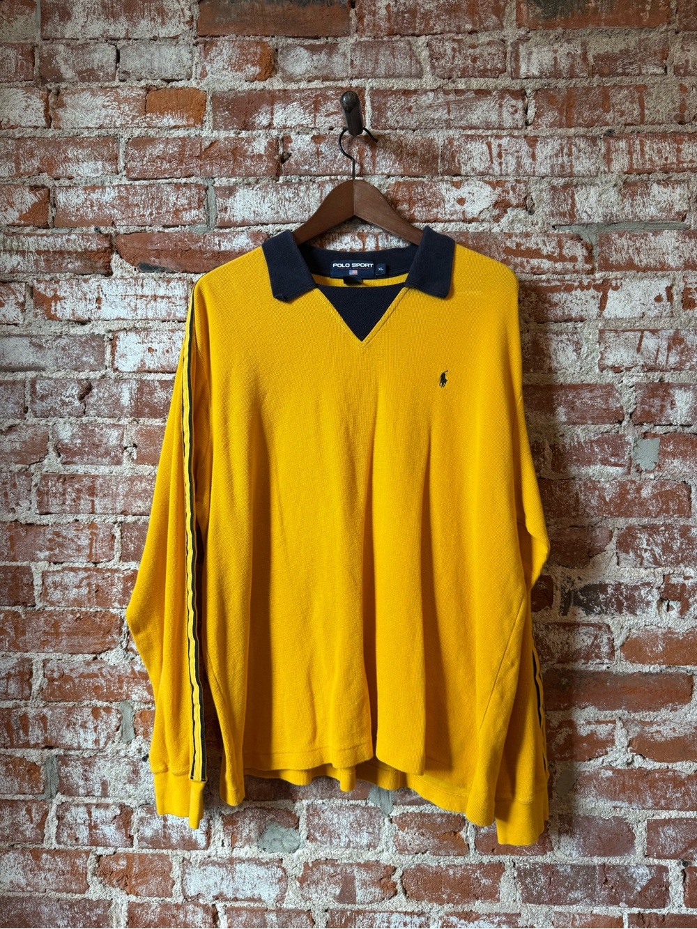 Polo by Ralph Lauren Men’s Yellow Rugby-Style Long Sleeve Sweater